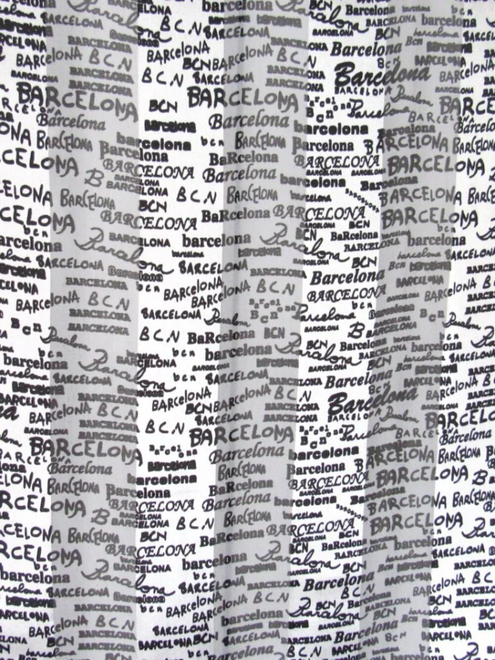 BARCELONA Spain Souvenir Black & White SCARF Name Repeated 100% POLYESTER Safon